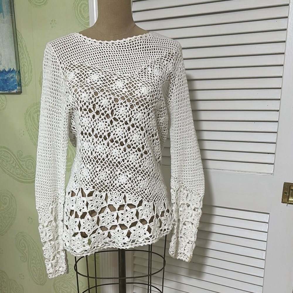Elegant White Crochet Top